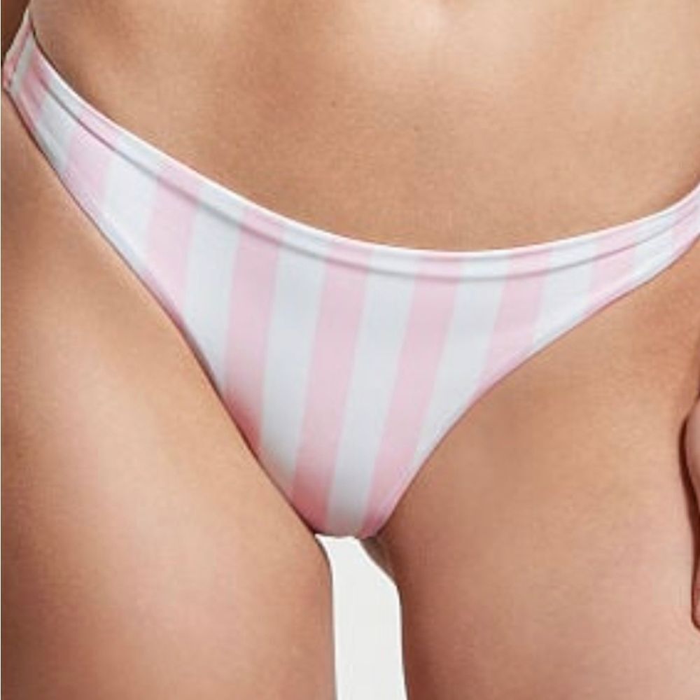 NEW VICTORIAS SECRET pink and white striped bikini bottom XL